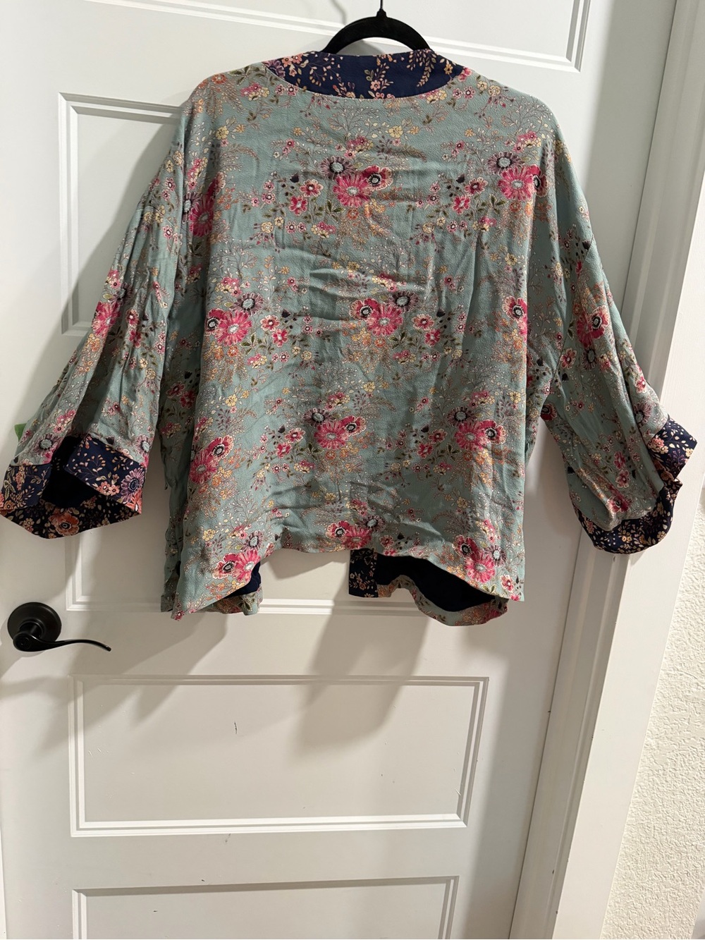 Anthropologie x Kachel-Floral Trim Open Flyaway Kimono Vibes, ONE SIZE, No Belt - Picture 4 of 6